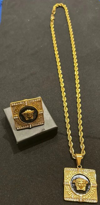 Conjunto Cadena y Anillo talla 10 20mm baño en oro