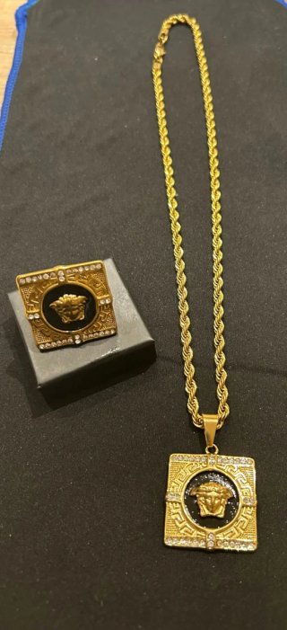 Conjunto Cadena y Anillo talla 10 20mm baño en oro