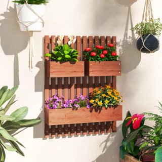 Jardinera Madera Pared con Enrejado