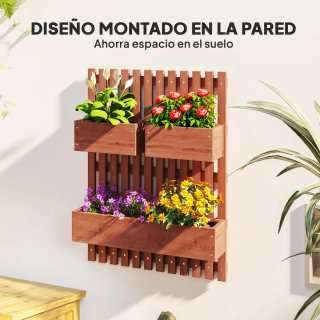 Jardinera Madera Pared con Enrejado