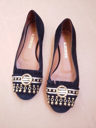 Ballerine A. Testoni Pelle Camoscio Nero 35,5