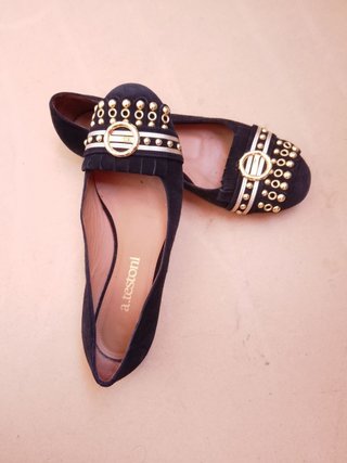 Ballerine A. Testoni Pelle Camoscio Nero 35,5