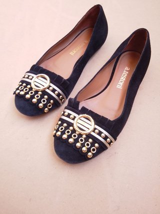 Ballerine A. Testoni Pelle Camoscio Nero 35,5