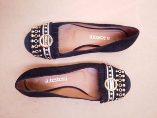 Ballerine A. Testoni Pelle Camoscio Nero 35,5