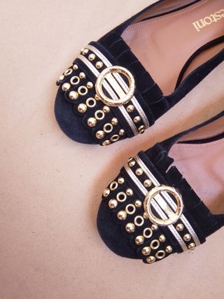 Ballerine A. Testoni Pelle Camoscio Nero 35,5