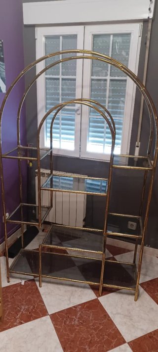 Estantería Vintage Cristal y Metal Dorado