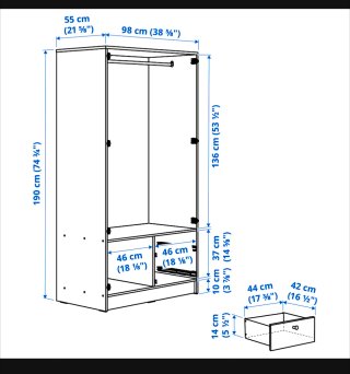Armario VILHATTEN IKEA Roble 2 Puertas con Cajones