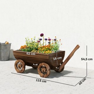 Carrito Jardinera Madera 4 Ruedas