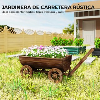 Carrito Jardinera Madera 4 Ruedas