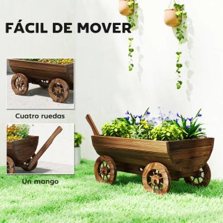 Carrito Jardinera Madera 4 Ruedas