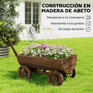 Carrito Jardinera Madera 4 Ruedas