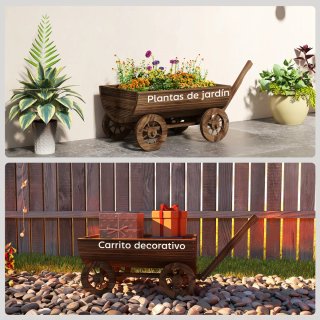 Carrito Jardinera Madera 4 Ruedas