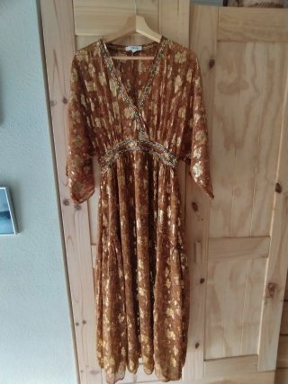 Vestido Slowlove Boho Marrón y Dorado Talla Única