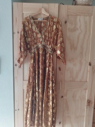 Vestido Slowlove Boho Marrón y Dorado Talla Única