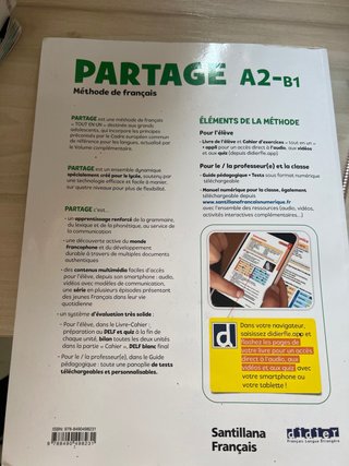 PARTAGE A2/B1 LIVRE+CAHIER