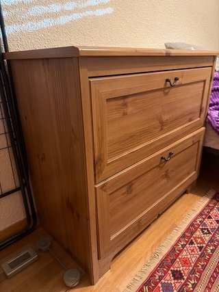 Cómoda de 2 cajones de madera