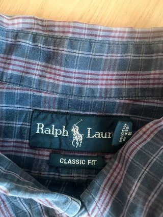 Ralph Lauren Camisa XL Manga Corta Cuadros Azul