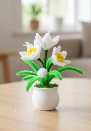 Vasetto decorativo con fiori bianchi