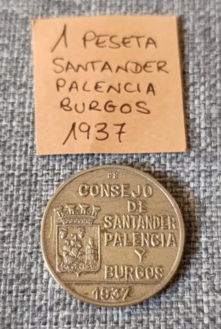 Moneda 1 Peseta 1937 Consejo de Santander