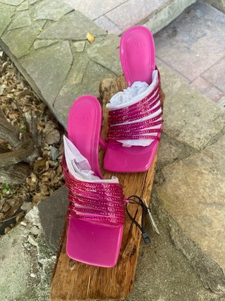 Sandalias Zara Tacon Rosa T.37