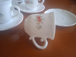 Juego 6 Tazas Café con Platos Porcelana