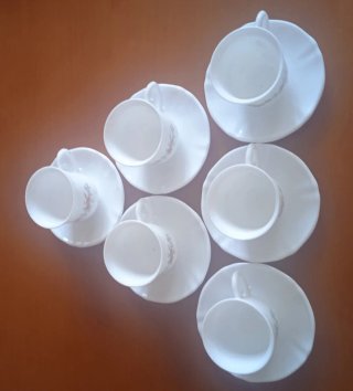 Juego 6 Tazas Café con Platos Porcelana