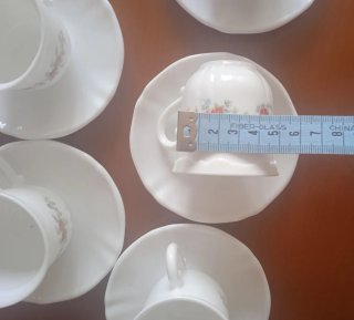 Juego 6 Tazas Café con Platos Porcelana