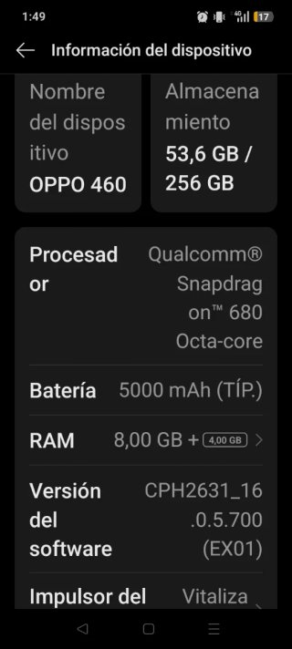 Teléfono móvil : Oppo A60 4G ,8GB RAM,5000mAh.