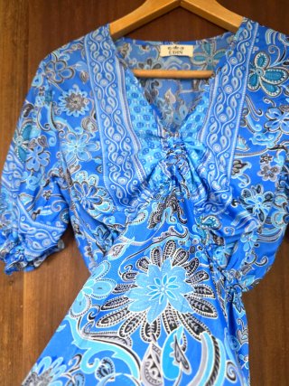 Vestido largo azul Boho India - Playa, Verano