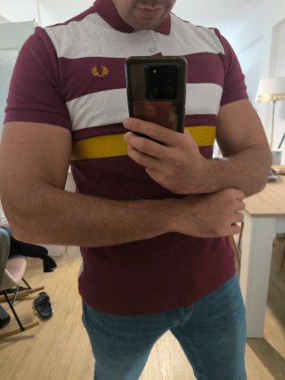 Polo Fred Perry Rayas Burdeos y Blanco