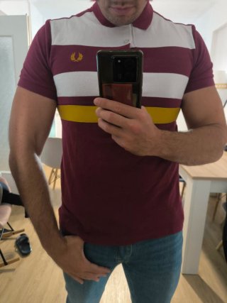 Polo Fred Perry Rayas Burdeos y Blanco