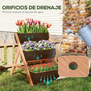Jardinera Madera 3 Niveles Elevada