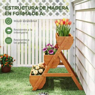Jardinera Madera 3 Niveles Elevada