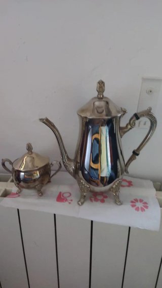 Juego de té de alpaca plateado