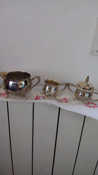 Juego de té de alpaca plateado