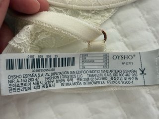 Sujetador Oysho encaje blanco 85B