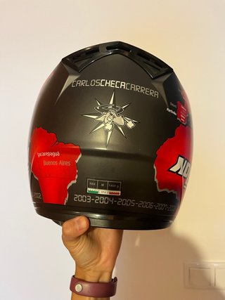 Casco de moto Nolan rojo y negro