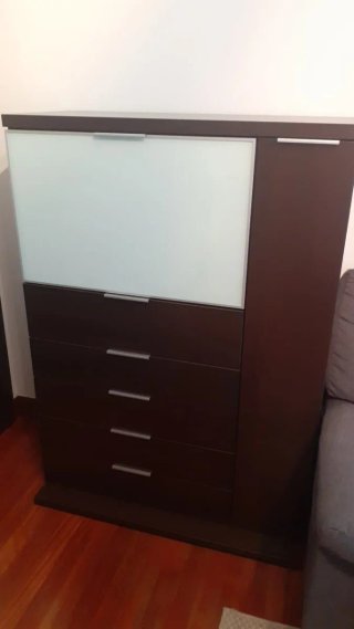 Mueble de salón madera y cristal 100x40x140