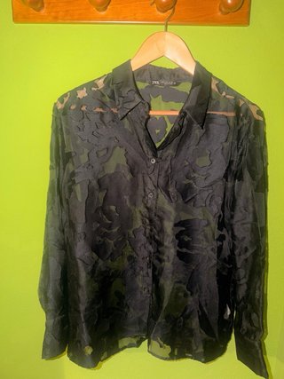 Camisa Zara Negra Transparencias
