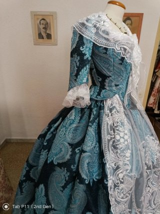 Vestido de fallera tonos azules Completo