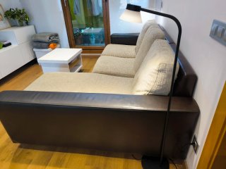 Sofá Chaiselongue Beige y Marrón