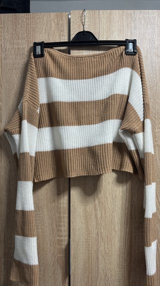 Jersey corto rayas marrón y blanco
