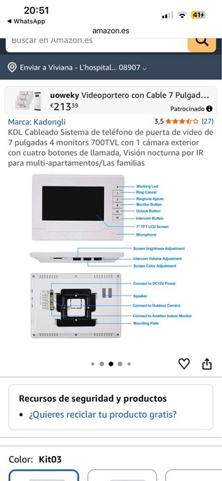 KDL Sistema Videoportero 7 4 Monitores