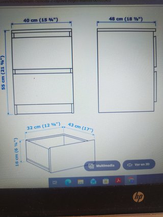 Cómoda 2 cajones Ikea Malm Roble