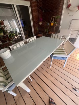 Mesa de jardín cristal y metal