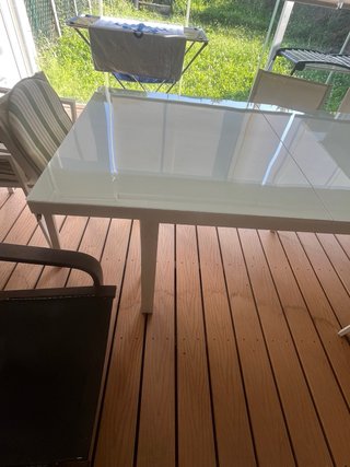 Mesa de jardín cristal y metal
