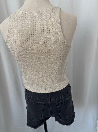 Top Mango Beige Tejido
