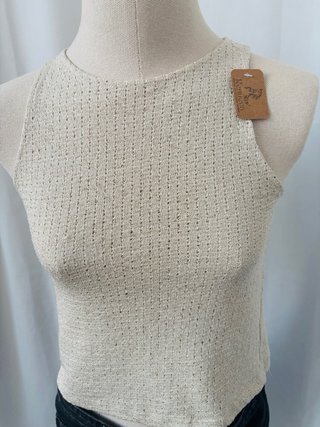 Top Mango Beige Tejido