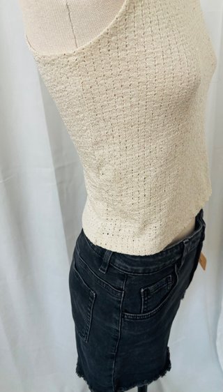 Top Mango Beige Tejido