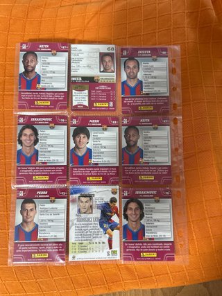 Cromos Fútbol FC Barcelona (Iniesta, Messi, Keita)